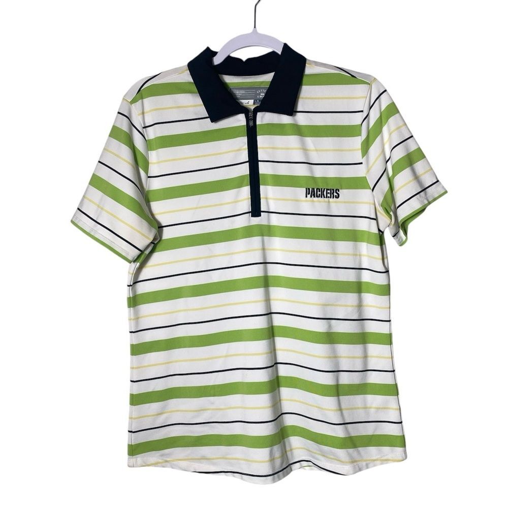 Cutter & Buck Green Bay Packers CB Dry Tec Striped Polo Shirt Men's Size Large